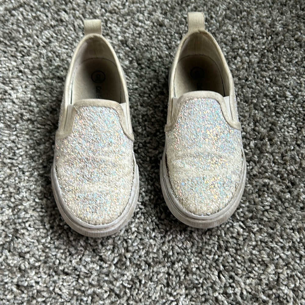 Cat & Jack toddler girl sparkle slip on tennis shoes size 9